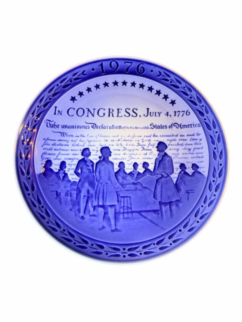 Royal Copenhagen Blue Commemorative 1976 Declaration Ceramic Plate